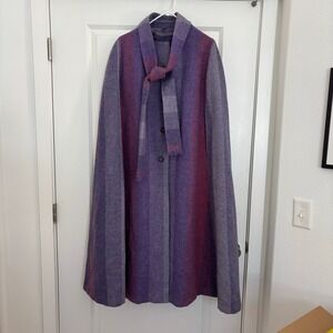 Vintage Avoca Collection Women's L Wool Tie Neck Cape Purple Pink Chic Cool Girl